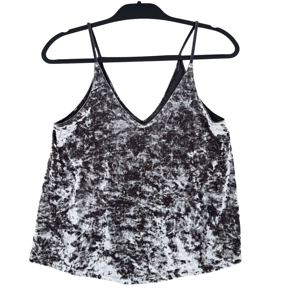 American Eagle Crushed Velvet Camisole Womens S Poly Nylon Silver Black